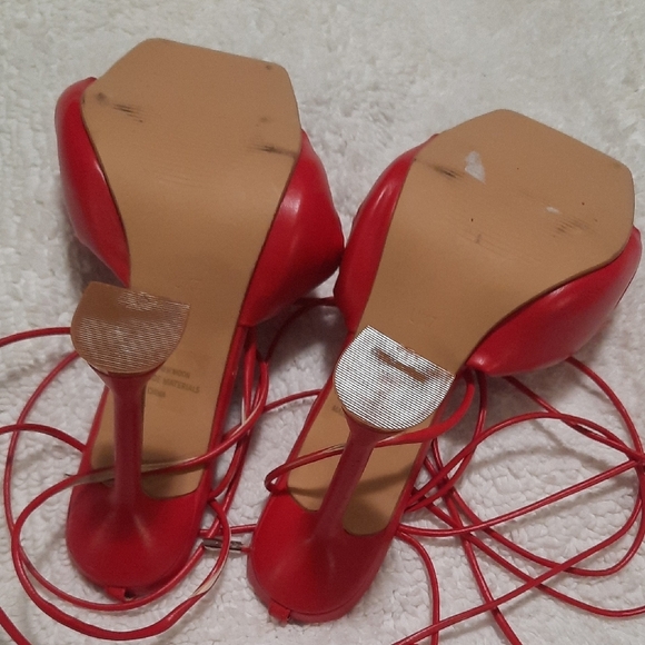 EGO Vibrant Red Strappy Heels - Picture 5 of 7